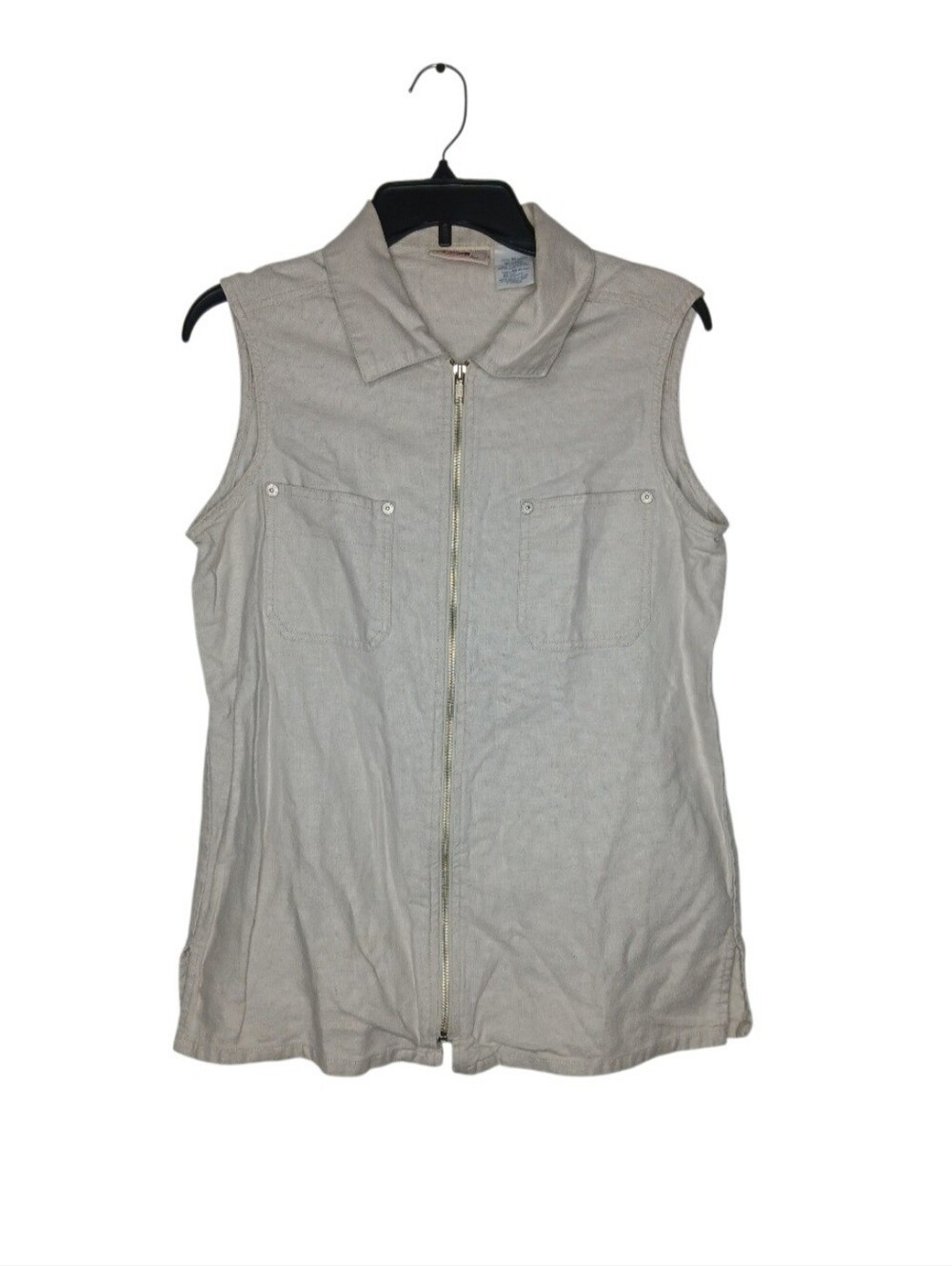 Faded Glory Cream Zip-Front Collared Vest